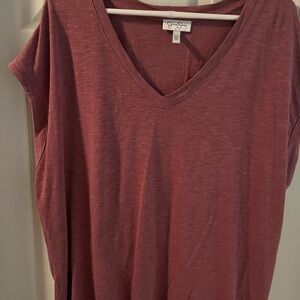 Jessica Simpson Short Sleeve V-Neck Top - Dusty Rose